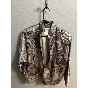 Da-Rue of California USA Top‎ Retro Silky Long Sleeve Jacket Size 8 Vintage